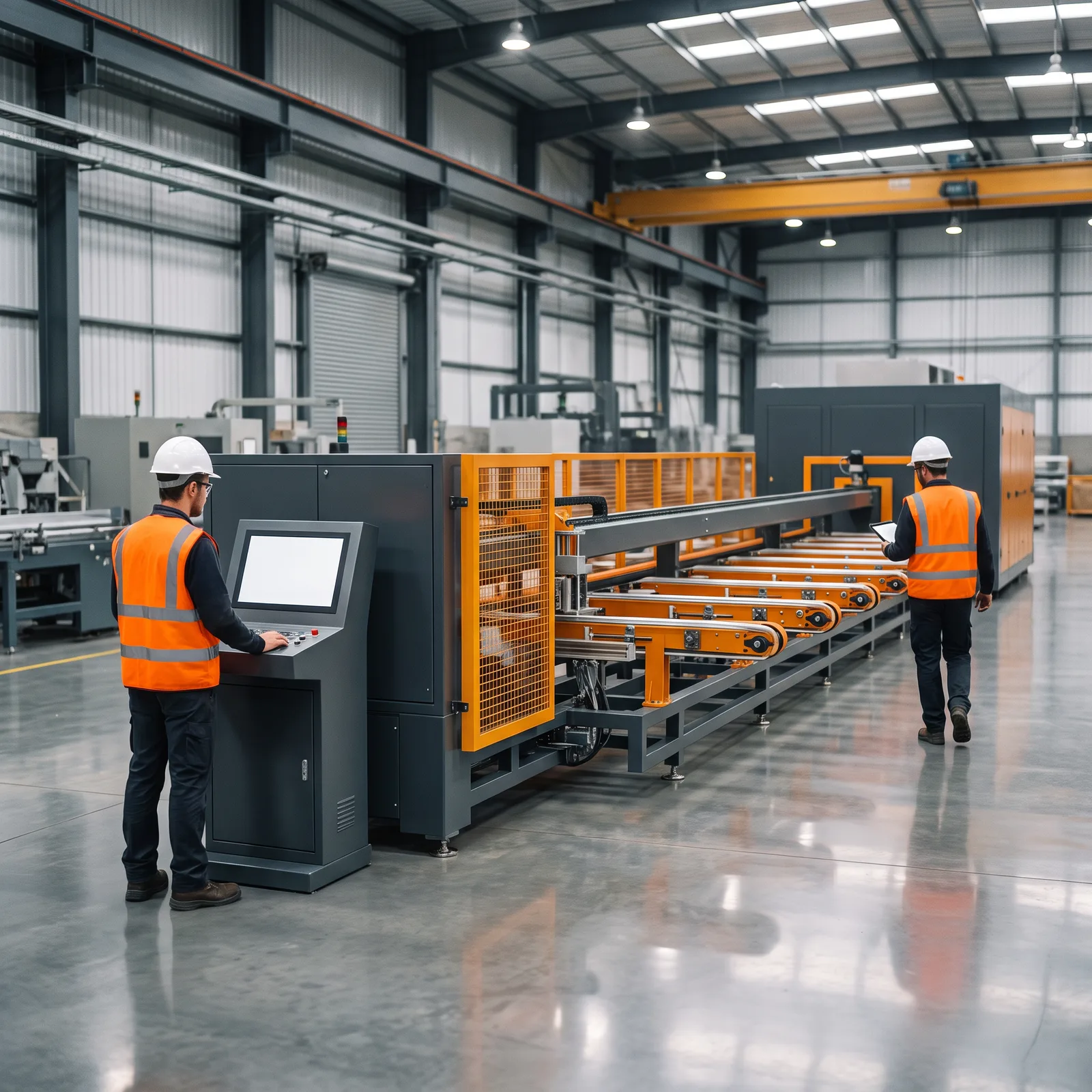 Profile bagging + heat-shrink line (13.5 m, 60 m/min)