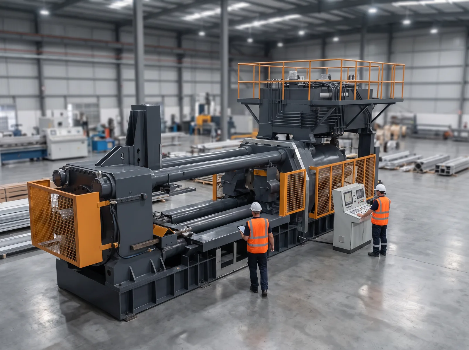 1800-tonne extrusion press (7″ billet)